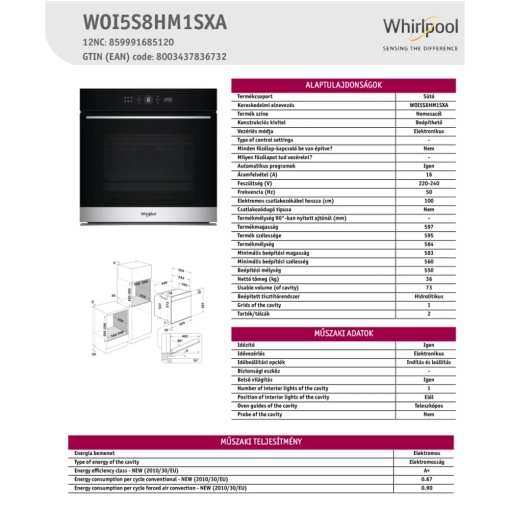 Whirlpool WOI5S8HM1SXA Beépíthető sütő - Image 2
