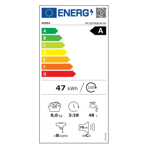 Midea MF100T80B/W-HR felültöltős mosógép - Image 2