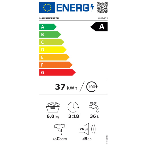 HAUSMEISTER HM 2602 KESKENY MOSÓGÉP 6KG 1000 FORDULAT INVERTER MOTOR - Image 2