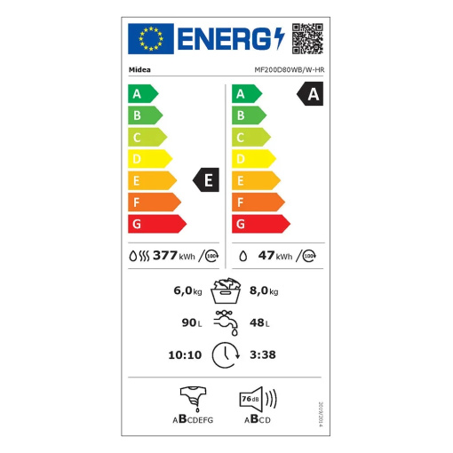Midea MF200D80WB/W-HR Mosó-szárítógép 8/6 kg - Image 3