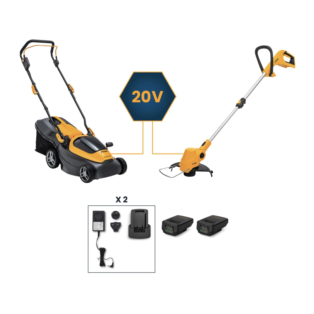STIGA akkumulátoros fűnyíró COLLECTOR 136e Kit + GT 100e szegélynyíró (akkumulátorral és töltővel) Cikkszám: 2B1342068/ST2