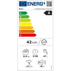 Alternative view of Beko B1WFM2841WBEE elöltöltős mosógép