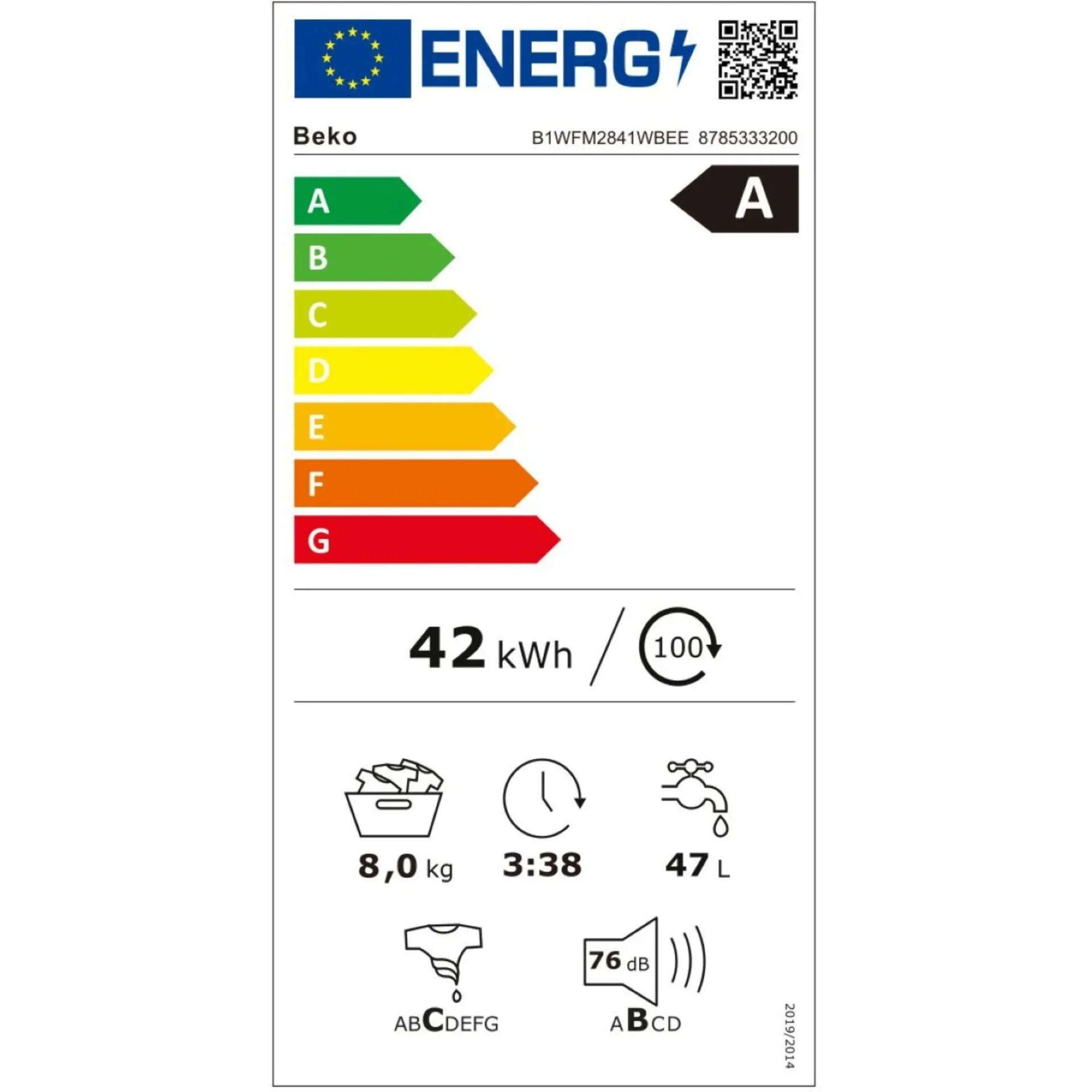 Beko B1WFM2841WBEE elöltöltős mosógép - Image 2