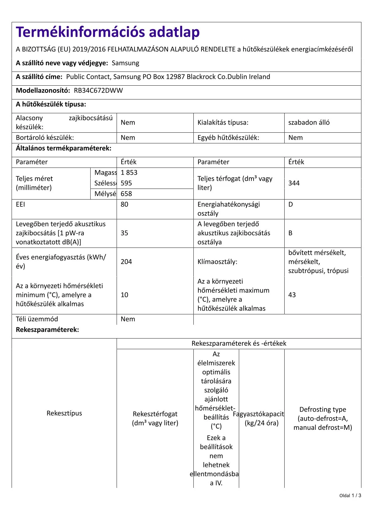 Samsung RB34C672DWW/EF kombinált hűtőszekrény - Image 5