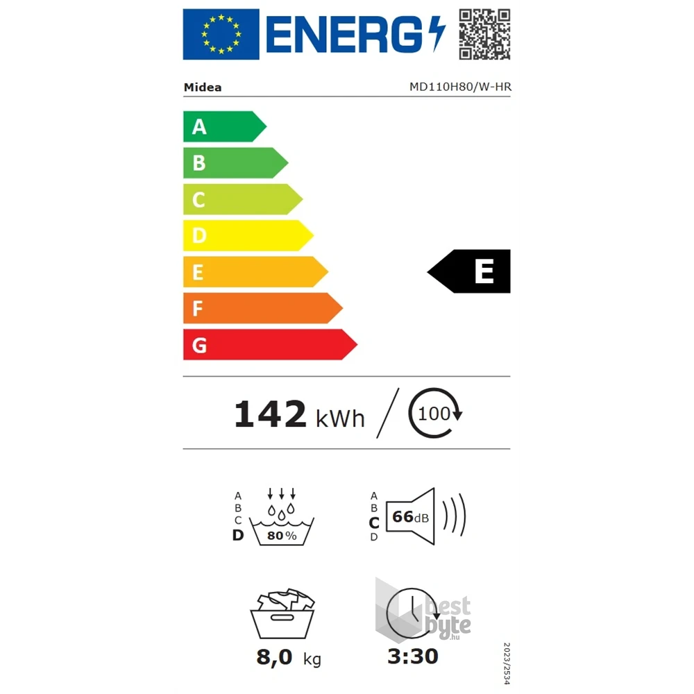 Midea MD110H80/W-HR fehér, 8kg, hőszivattyús szárítógép - Image 2