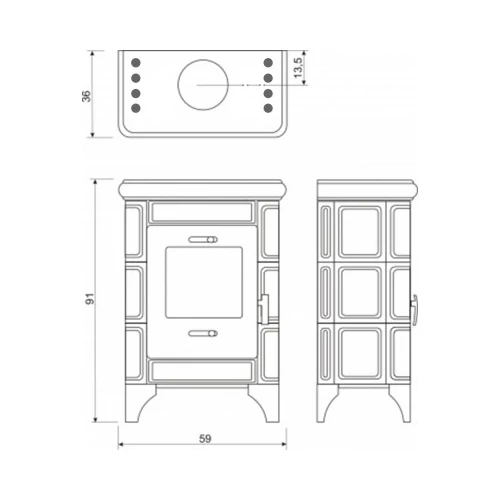 WARNEX Bergen kerámia csempés kandalló, kávébarna 5,5 KW - Image 7