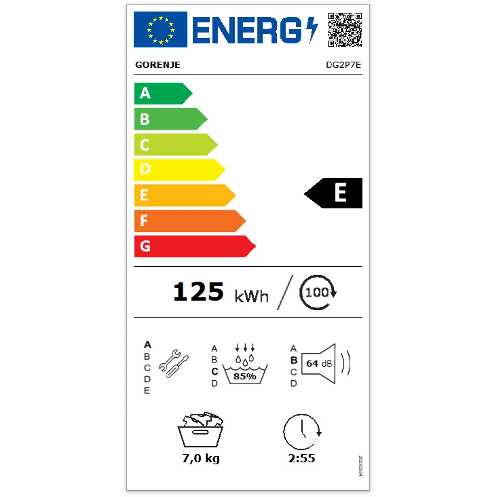 GORENJE G200 Szabadonálló hőszivattyús szárítógép, 7 kg DG2P7E - Image 2